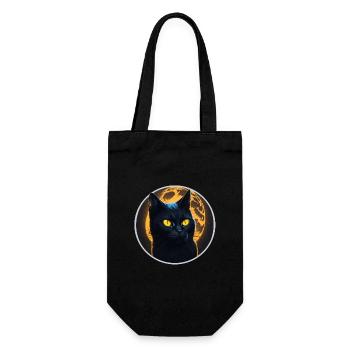 schwarze Katze Halloween - Geschenkbeutel für Flaschen - Schwarz - Vorne
