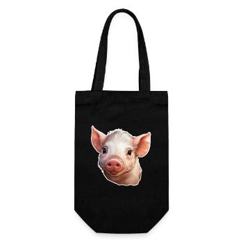 Schweinchen - Geschenkbeutel für Flaschen - Schwarz - Vorne