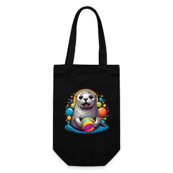 Laughing seal seal with colorful ball - Gift Bag for Bottles - black - Front