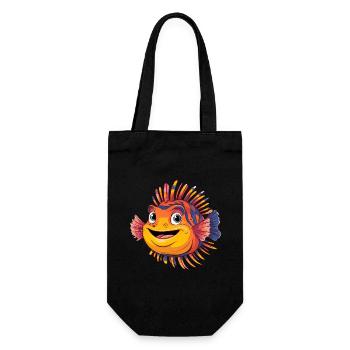 Bunter lachender Rotfeuerfisch Korallenfisch - Geschenkbeutel für Flaschen - Schwarz - Vorne