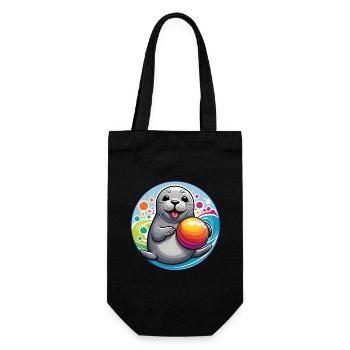 Laughing seal seal with colorful ball - Gift Bag for Bottles - black - Front