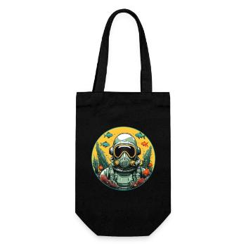 Diving helmet with fish on the bottom of the sea - Gift Bag for Bottles - black - Front