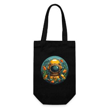 Diving helmet with fish on the bottom of the sea - Gift Bag for Bottles - black - Front