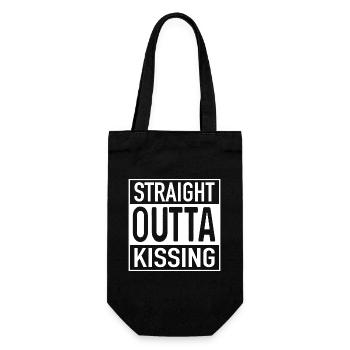 Straight OUTTA Kissing - Geschenkbeutel für Flaschen - Schwarz - Vorne