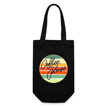 Kaffee bitte Retro Sonnenuntergang - Geschenkbeutel für Flaschen - Schwarz - Vorne
