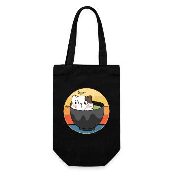 Drôle mignon Kawaii Cat Face Rétro Coucher de soleil - Sac à bouteille - noir - Devant