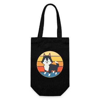 Drôle Kawaii Mignon Husky Dog Vintage Retro Sunset - Sac à bouteille - noir - Devant