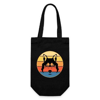 Drôle Kawaii Mignon Husky Dog Vintage Retro Sunset - Sac à bouteille - noir - Devant
