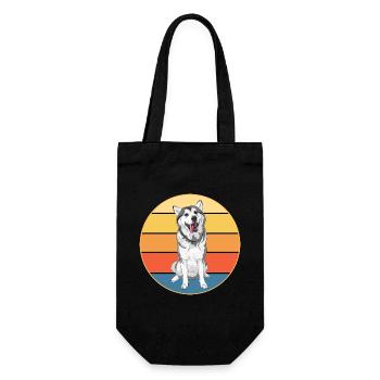 Drôle Kawaii Mignon Husky Dog Vintage Retro Sunset - Sac à bouteille - noir - Devant