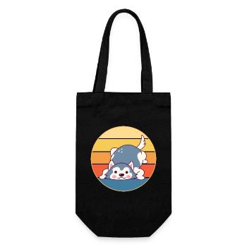 Drôle Kawaii Mignon Husky Dog Vintage Retro Sunset - Sac à bouteille - noir - Devant