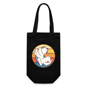 Drôle Kawaii Mignon Husky Dog Vintage Retro Sunset - Sac à bouteille - noir - Devant