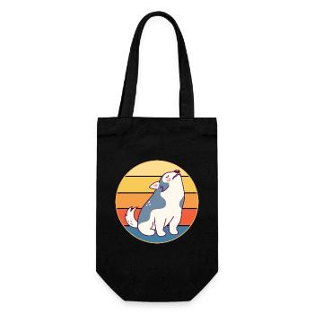 Drôle Kawaii Mignon Husky Dog Vintage Retro Sunset - Sac à bouteille - noir - Devant