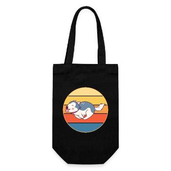 Drôle Kawaii Mignon Husky Dog Vintage Retro Sunset - Sac à bouteille - noir - Devant