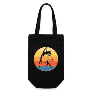 Drôle Kawaii Mignon Husky Dog Vintage Retro Sunset - Sac à bouteille - noir - Devant