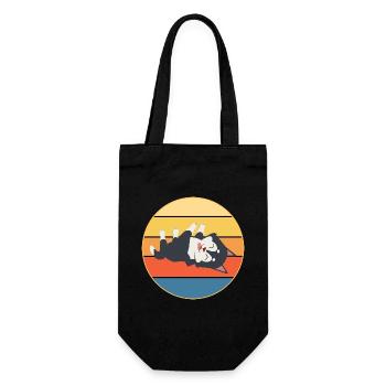 Lustige Kawaii Niedliche Husky Hund Vintage Retro Sonnenuntergang - Geschenkbeutel für Flaschen - Schwarz - Vorne
