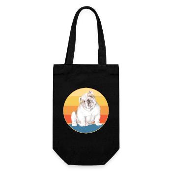 Bulldogge Hunderasse Vintage Retro Sonnenuntergang - Geschenkbeutel für Flaschen - Schwarz - Vorne