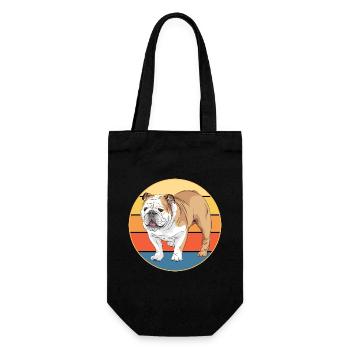 Bulldogge Hunderasse Vintage Retro Sonnenuntergang - Geschenkbeutel für Flaschen - Schwarz - Vorne
