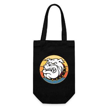 Bulldogge Hunderasse Vintage Retro Sonnenuntergang - Geschenkbeutel für Flaschen - Schwarz - Vorne