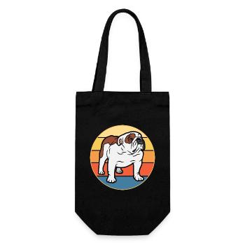 Bulldogge Hunderasse Vintage Retro Sonnenuntergang - Geschenkbeutel für Flaschen - Schwarz - Vorne
