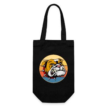 Bulldogge Hunderasse Vintage Retro Sonnenuntergang - Geschenkbeutel für Flaschen - Schwarz - Vorne