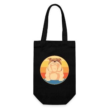 Bulldogge Hunderasse Vintage Retro Sonnenuntergang - Geschenkbeutel für Flaschen - Schwarz - Vorne