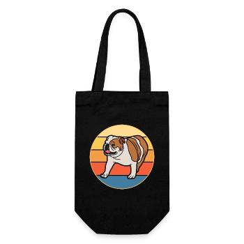 Bulldogge Hunderasse Vintage Retro Sonnenuntergang - Geschenkbeutel für Flaschen - Schwarz - Vorne