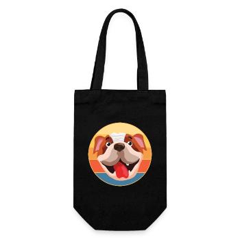 Bulldogge Hunderasse Vintage Retro Sonnenuntergang - Geschenkbeutel für Flaschen - Schwarz - Vorne