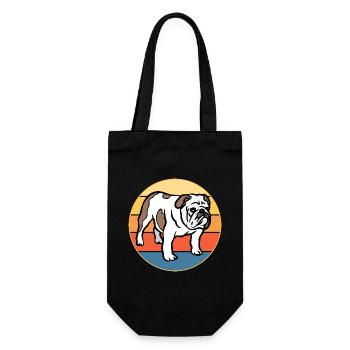 Bulldogge Hunderasse Vintage Retro Sonnenuntergang - Geschenkbeutel für Flaschen - Schwarz - Vorne