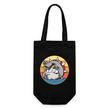 Bulldogge Hunderasse Vintage Retro Sonnenuntergang - Geschenkbeutel für Flaschen - Schwarz - Vorne