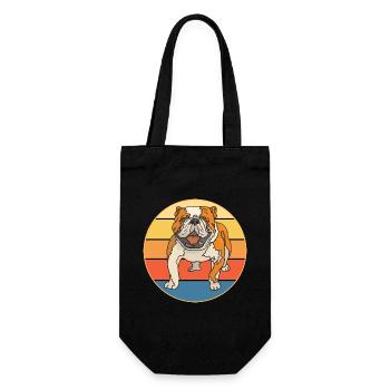 Bulldogge Hunderasse Vintage Retro Sonnenuntergang - Geschenkbeutel für Flaschen - Schwarz - Vorne