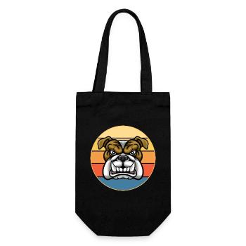 Bulldogge Hunderasse Vintage Retro Sonnenuntergang - Geschenkbeutel für Flaschen - Schwarz - Vorne
