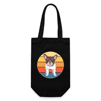 Bouledogue Français Chien Race Vintage Rétro Coucher de soleil - Sac à bouteille - noir - Devant