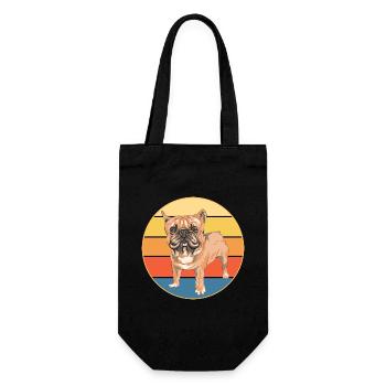Bouledogue Français Chien Race Vintage Rétro Coucher de soleil - Sac à bouteille - noir - Devant