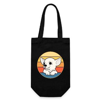 Cute Chihuahua Dog Breed Vintage Retro Sunset - Gift Bag for Bottles - black - Front