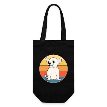 Cute Chihuahua Dog Breed Vintage Retro Sunset - Gift Bag for Bottles - black - Front