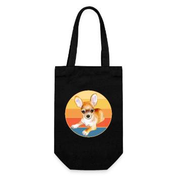 Cute Chihuahua Dog Breed Vintage Retro Sunset - Gift Bag for Bottles - black - Front