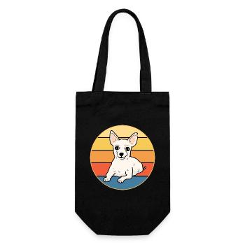 Cute Chihuahua Dog Breed Vintage Retro Sunset - Gift Bag for Bottles - black - Front
