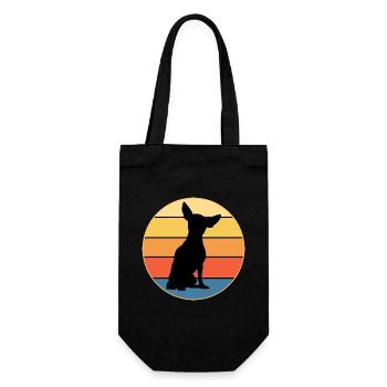 Cute Chihuahua Dog Breed Vintage Retro Sunset - Gift Bag for Bottles - black - Front