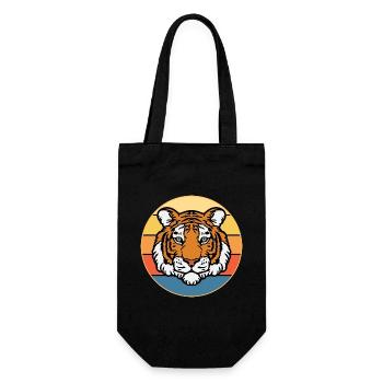 Tiger Big Cat Vintage Retro Sonnenuntergang - Geschenkbeutel für Flaschen - Schwarz - Vorne