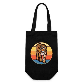 Tiger Big Cat Vintage Retro Sonnenuntergang - Geschenkbeutel für Flaschen - Schwarz - Vorne