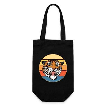 Tiger Big Cat Vintage Retro Sonnenuntergang - Geschenkbeutel für Flaschen - Schwarz - Vorne