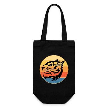 Tiger Big Cat Vintage Retro Sonnenuntergang - Geschenkbeutel für Flaschen - Schwarz - Vorne