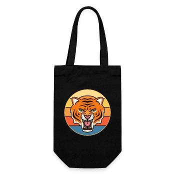 Tiger Big Cat Vintage Retro Sonnenuntergang - Geschenkbeutel für Flaschen - Schwarz - Vorne