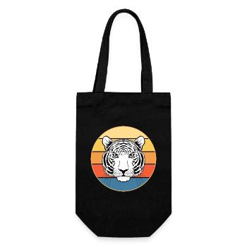Tiger Big Cat Vintage Retro Sonnenuntergang - Geschenkbeutel für Flaschen - Schwarz - Vorne