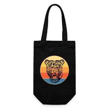 Tiger Big Cat Vintage Retro Sonnenuntergang - Geschenkbeutel für Flaschen - Schwarz - Vorne
