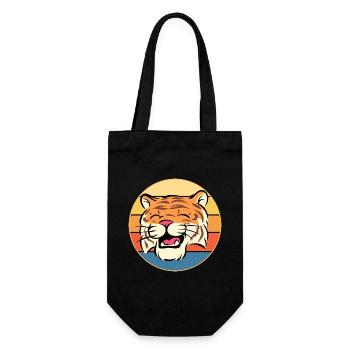 Tiger Big Cat Vintage Retro Sonnenuntergang - Geschenkbeutel für Flaschen - Schwarz - Vorne