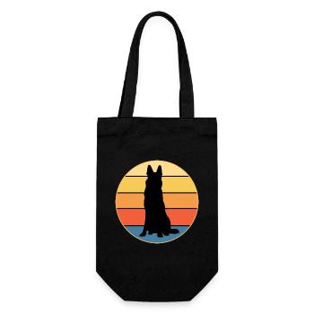 German Shepherd Dog Breed Vintage Retro Sunset - Gift Bag for Bottles - black - Front