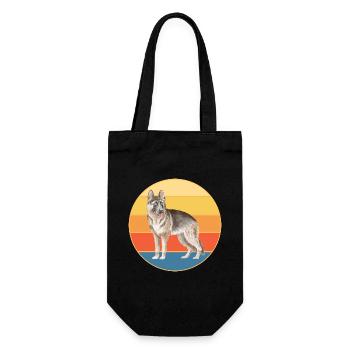 Deutscher Schäferhund Rasse Vintage Retro Sonnenuntergang - Geschenkbeutel für Flaschen - Schwarz - Vorne