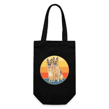 German Shepherd Dog Breed Vintage Retro Sunset - Gift Bag for Bottles - black - Front