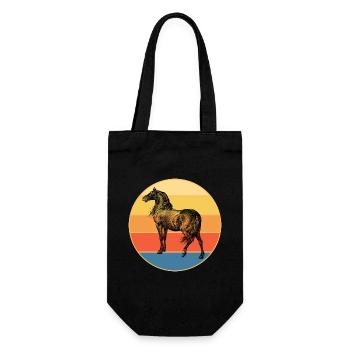 Tier Pferd Vintage Retro Sonnenuntergang - Geschenkbeutel für Flaschen - Schwarz - Vorne